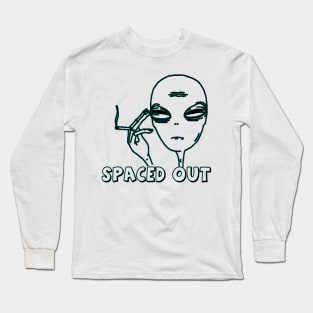 Spaced Out Alien Smoking green Long Sleeve T-Shirt